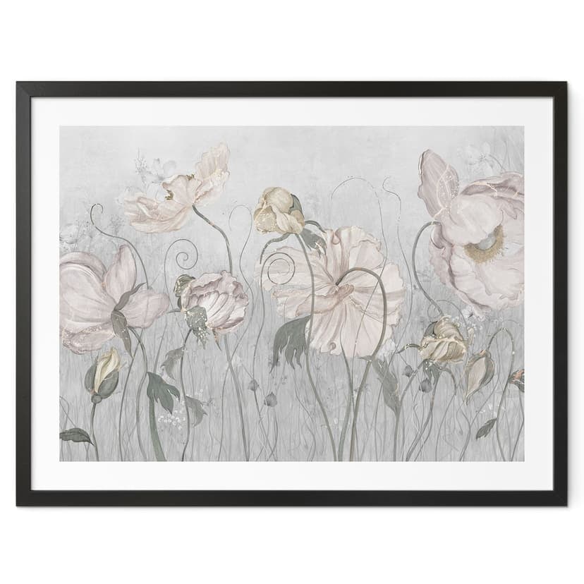Poster di fiori in stile vintage in grigio - Ms Tiff