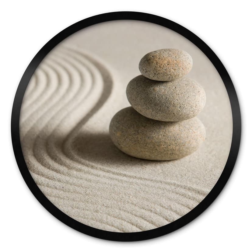 Poster Meditazione e benessere | Pietra nella sabbia 2 - Rotondo