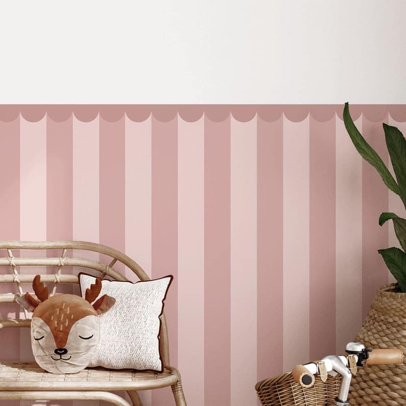 Pannelli murali Rivestimento murale autoadesivo a strisce rosa con bordo