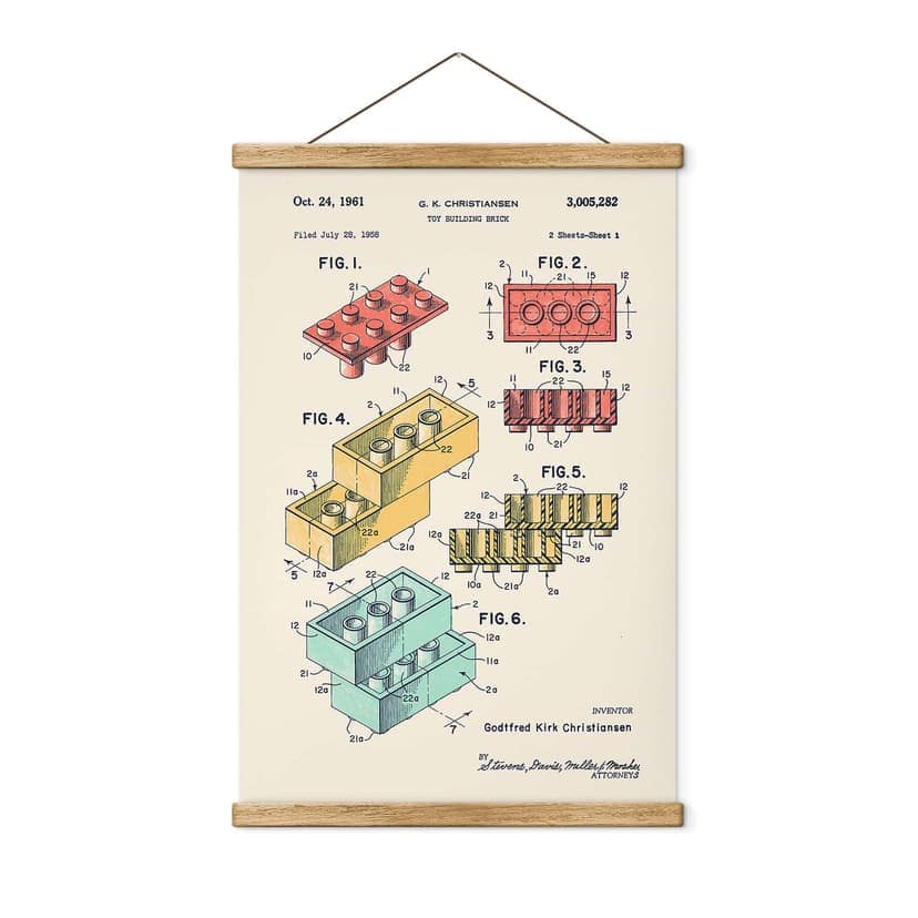 Poster tessile Come è nato il più famoso blocco da costruzione - Bodart