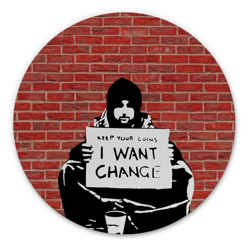 Stampa in Alu-Dibond Banksy - Keep Coins