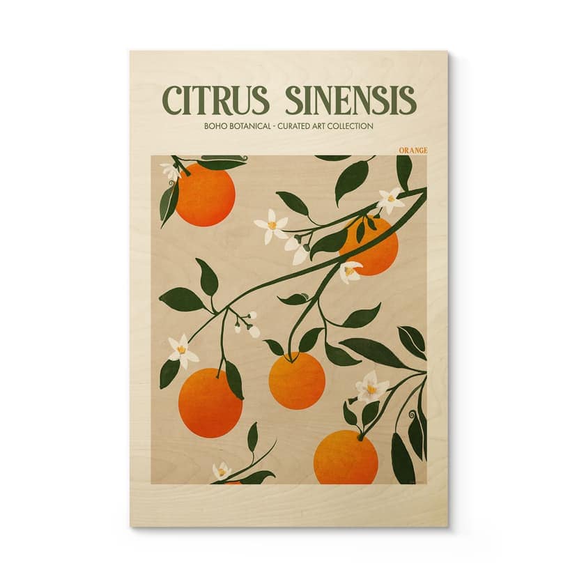 Stampa su legno dell'arancio Boho - Citrus Sinensis - Tunaboylu