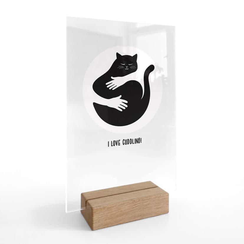 Decoro acrilico + supporto Cuddling cat