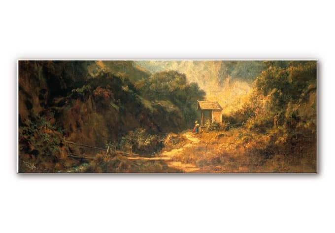Stampa su Forex Spitzweg - Valle rocciosa con cappella - panoramica