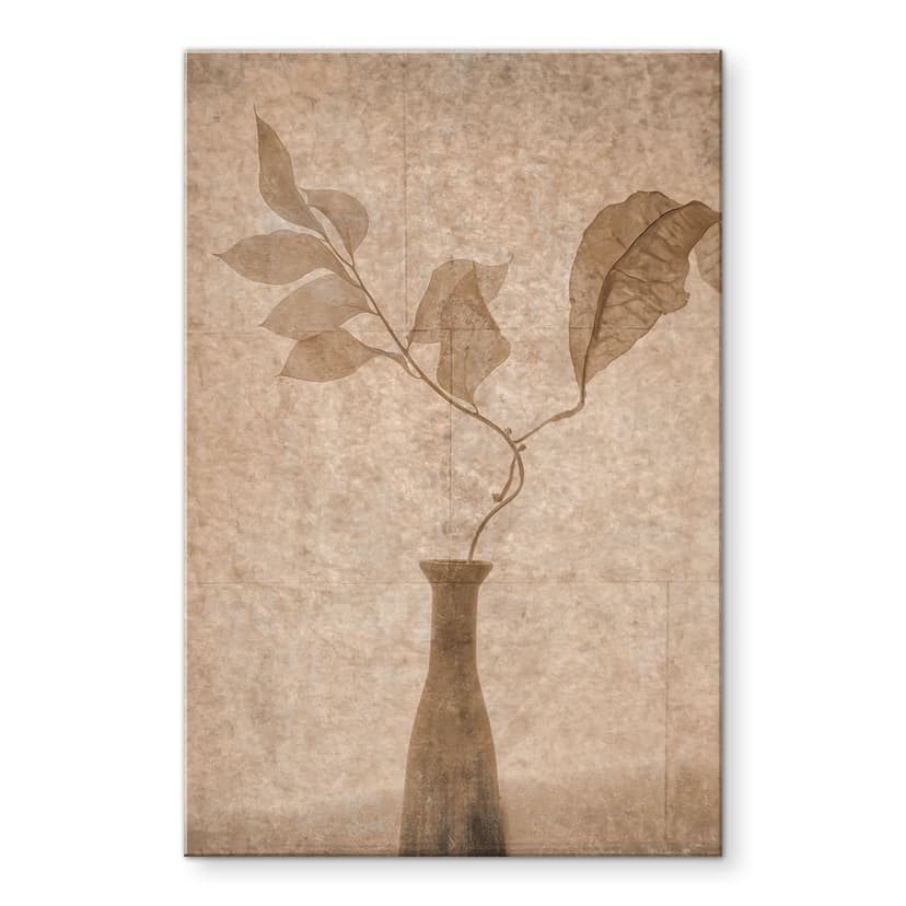 Stampa su vetro acrilico in vetro Natura morta con foglie d'autunno in beige - Tokarev