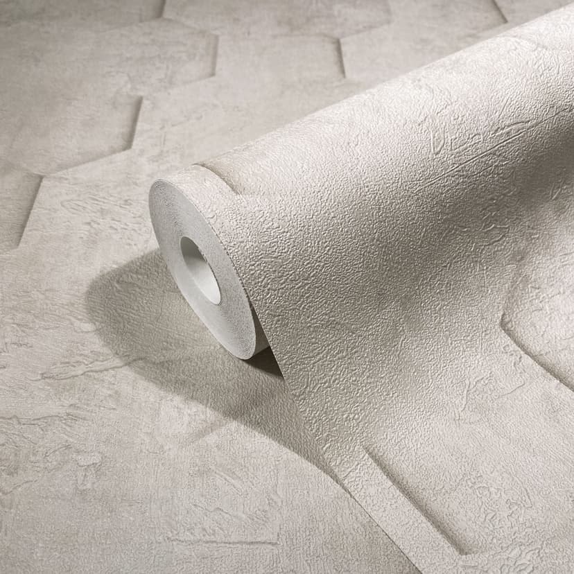 Carta da parati in tessuto non tessuto con motivo a nido d'ape 3D, texture beige