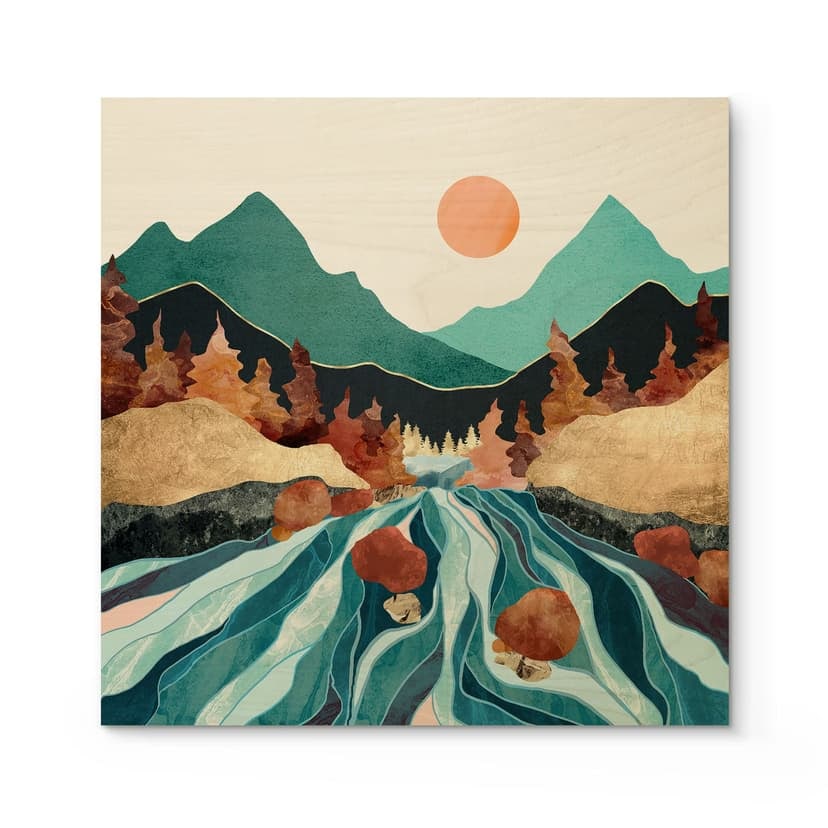 Stampa su legno fiume montagna campagna - SpaceFrog Designs