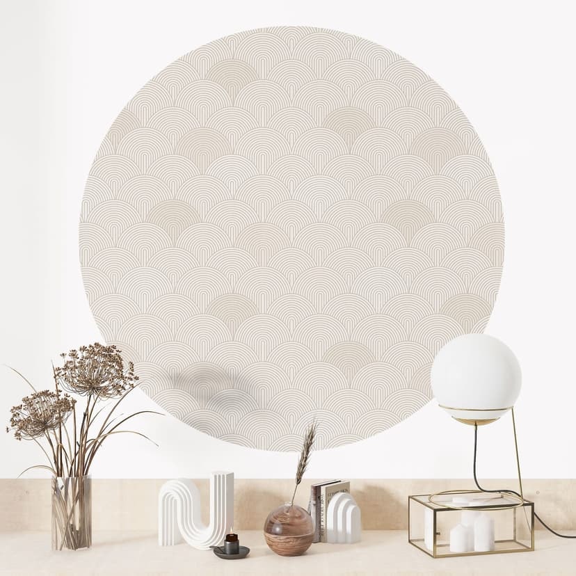 Adesivo murale Semicerchi astratti in morbido beige - Bloomery Decor - Rotondo