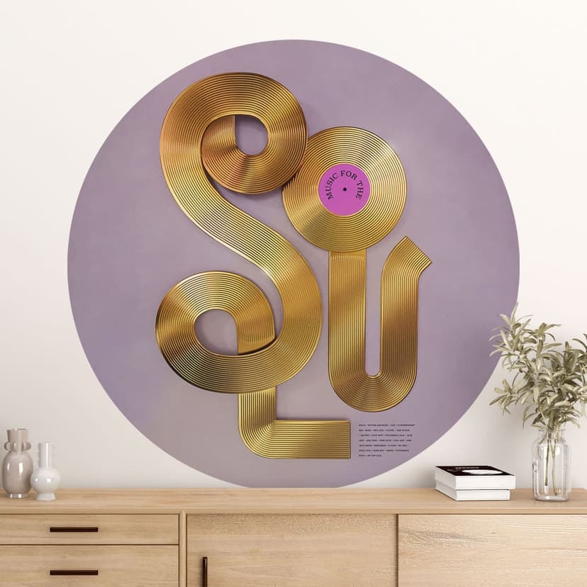 Adesivo murale L'anima incontra il vinile - Musica per l'anima - Harrison - Rotondo