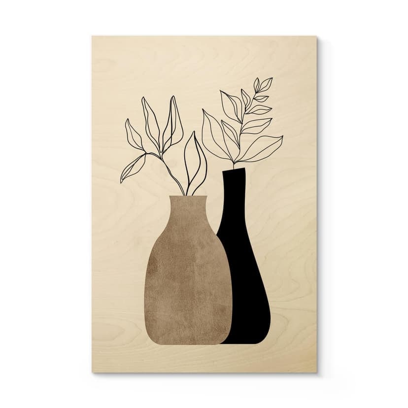 Stampa su legno Kubistika - Piante minimaliste