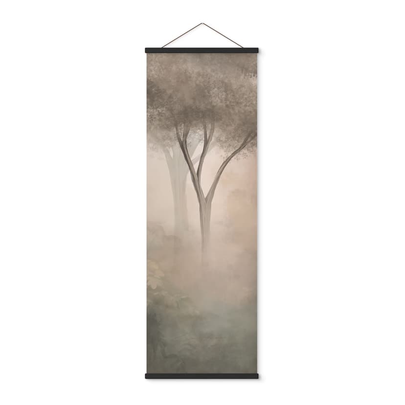 Stampe su tessuto Magia della foresta nella nebbia del mattino Beige - Ms Tiff - Panorama