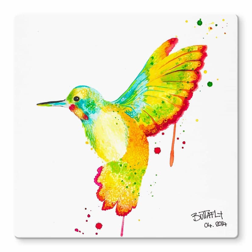 Stampa su vetro - Buttafly - colibrì (quadrato)