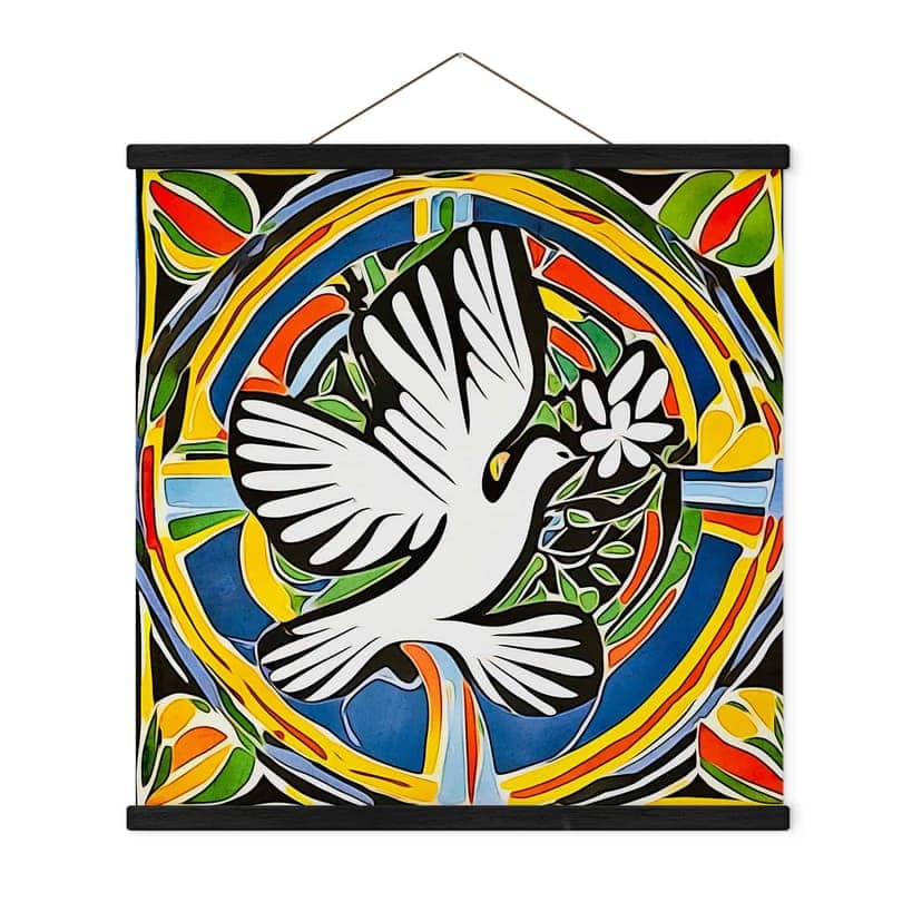 Poster tessile Colomba colorata della pace - Ispirata a Matisse - Zamart