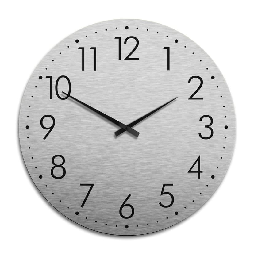 XXL Wanduhr Alu Dibond Silbereffekt - Modern mit M