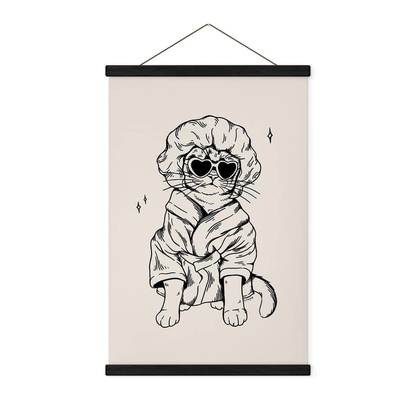 Poster tessile Gatto rilassato con occhiali a cuore - Royle