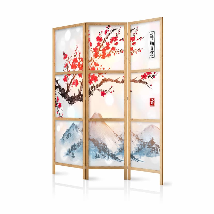 Parete divisoria pieghevole giapponese - Stile giapponese: montagna Fuji, 3 pezzi