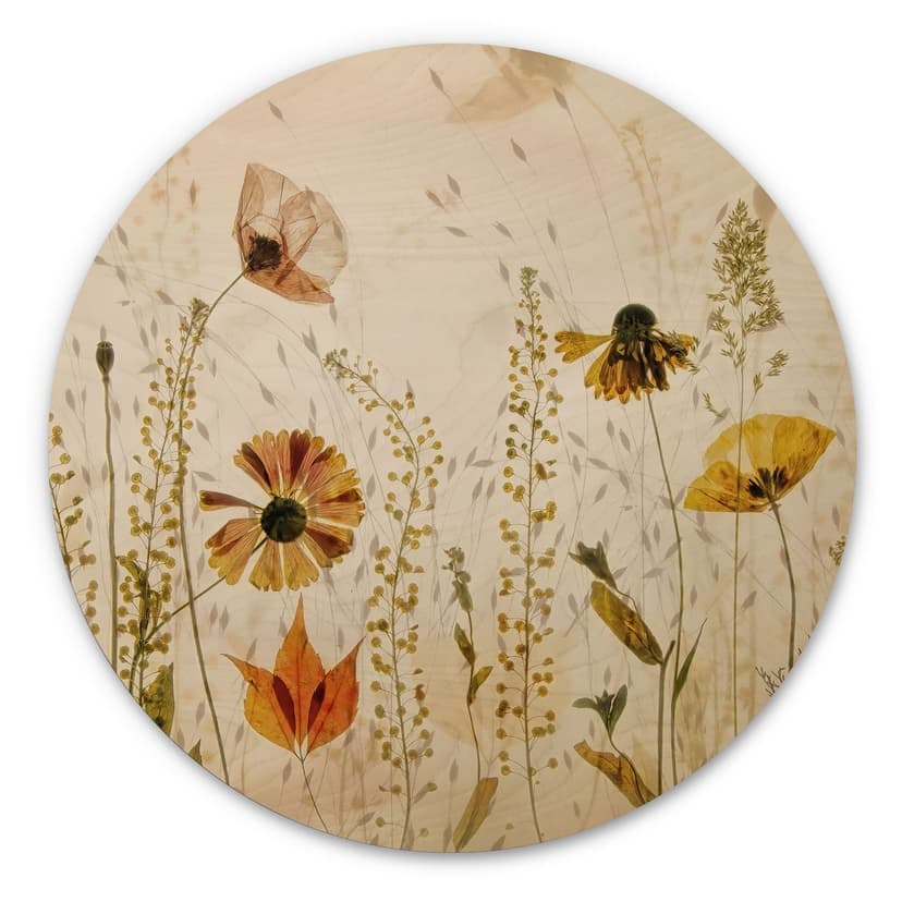 Quadro in legno Fiori di campo alla luce del sole - Talen - Rotondo