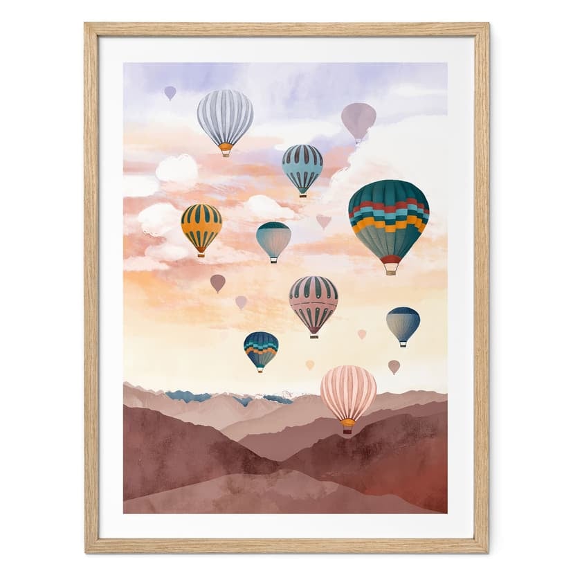 Poster Volare in alto con le mongolfiere - Goed Blauw
