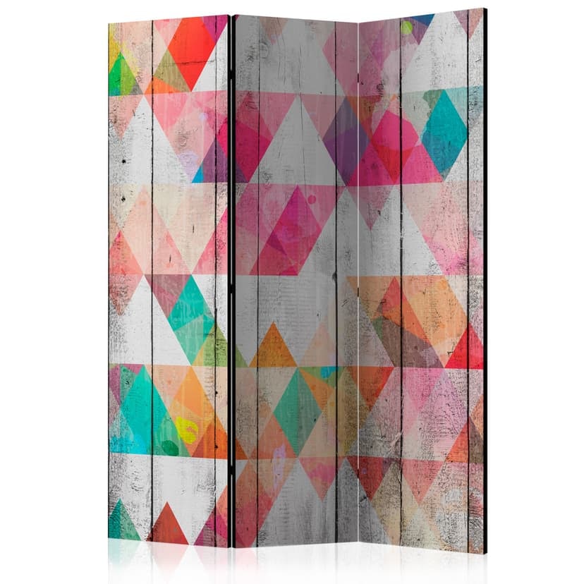 Divisorio per sala - Triangoli arcobaleno, 3 pezzi