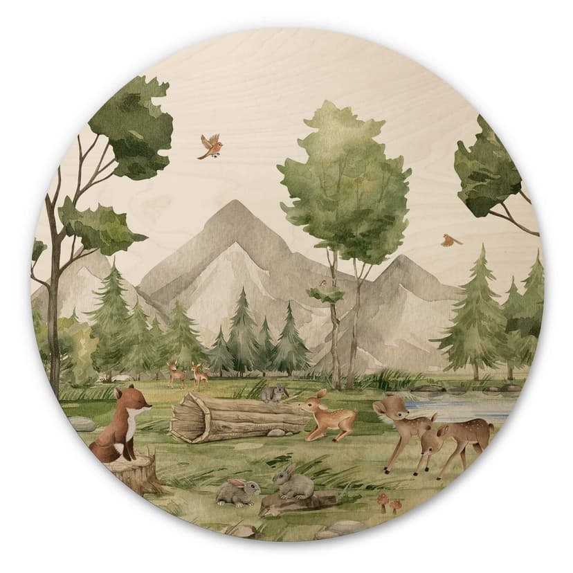 Stampa su legno Oliver Robins - Cute Forest Animals