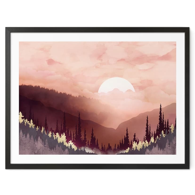 Poster Tramonto rosa sulla foresta - SpaceFrog Designs
