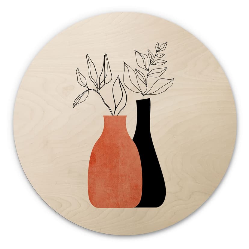 Stampa su legno Vasi in nero e arancio - Kubistika