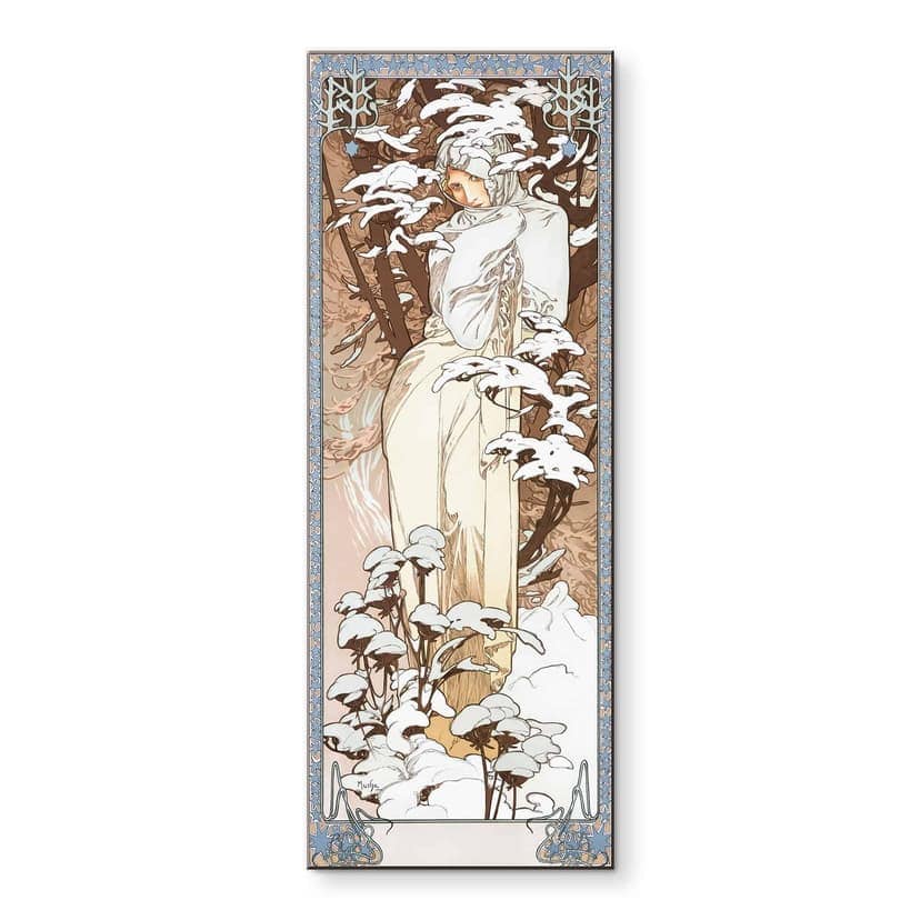 Stampa su vetro acrilico Mucha - Stagioni: Inverno 1900