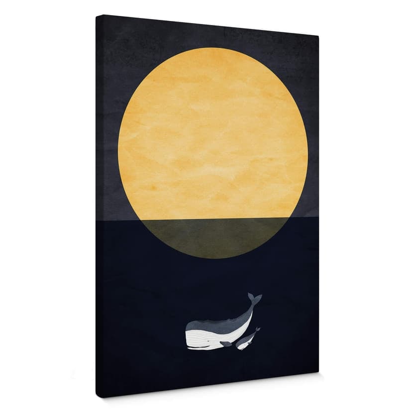 Stampa su tela Kubistika - Luna piena sul mare