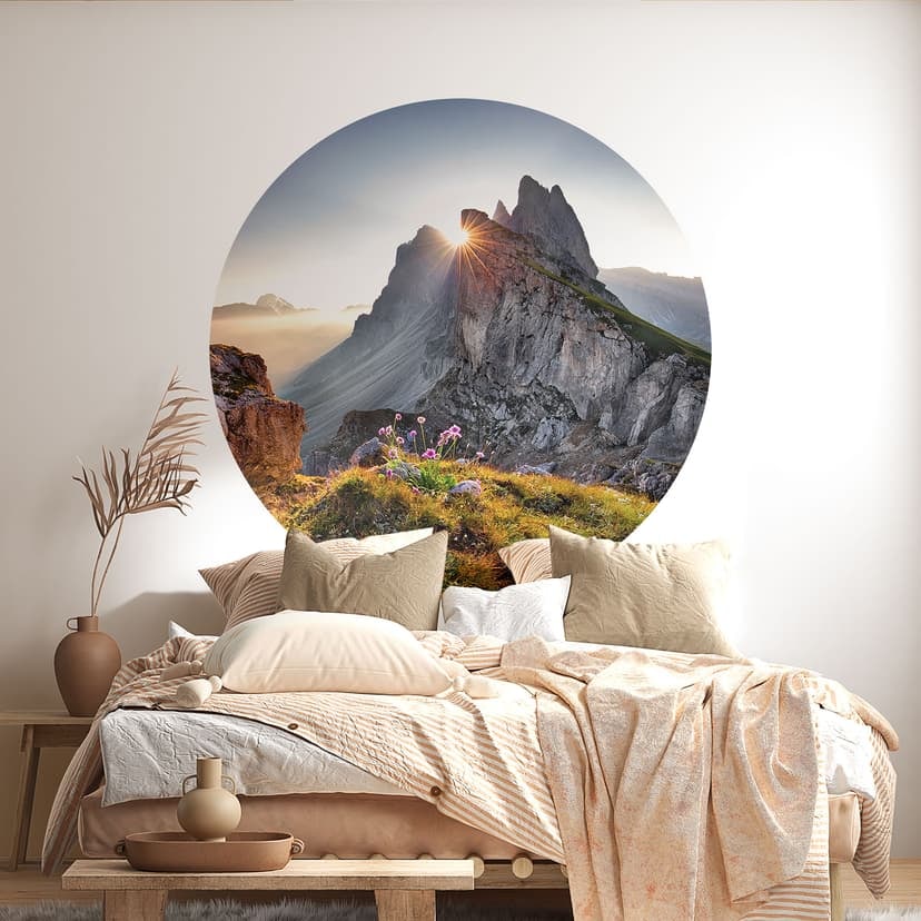 Adesivo murale Alba sulle montagne in Alto Adige - Rotonda