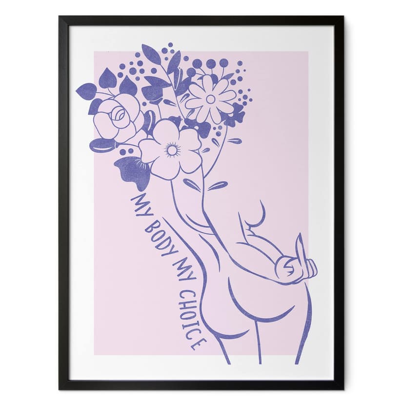 Poster Positività del corpo - Line Art floreale
