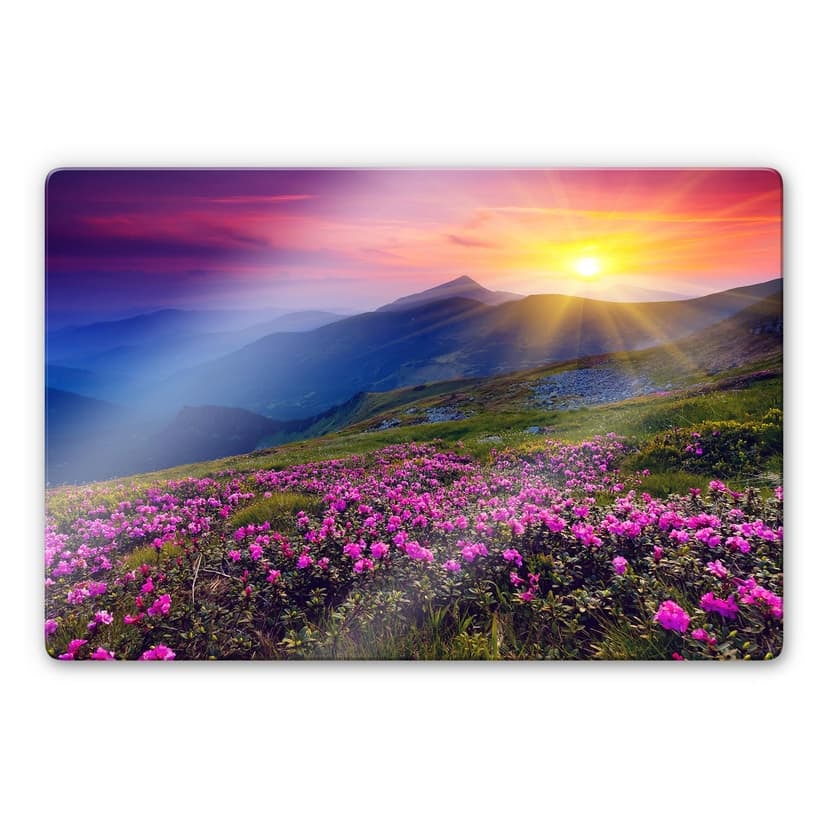 Stampa su vetro - Tramonto sulle montagne