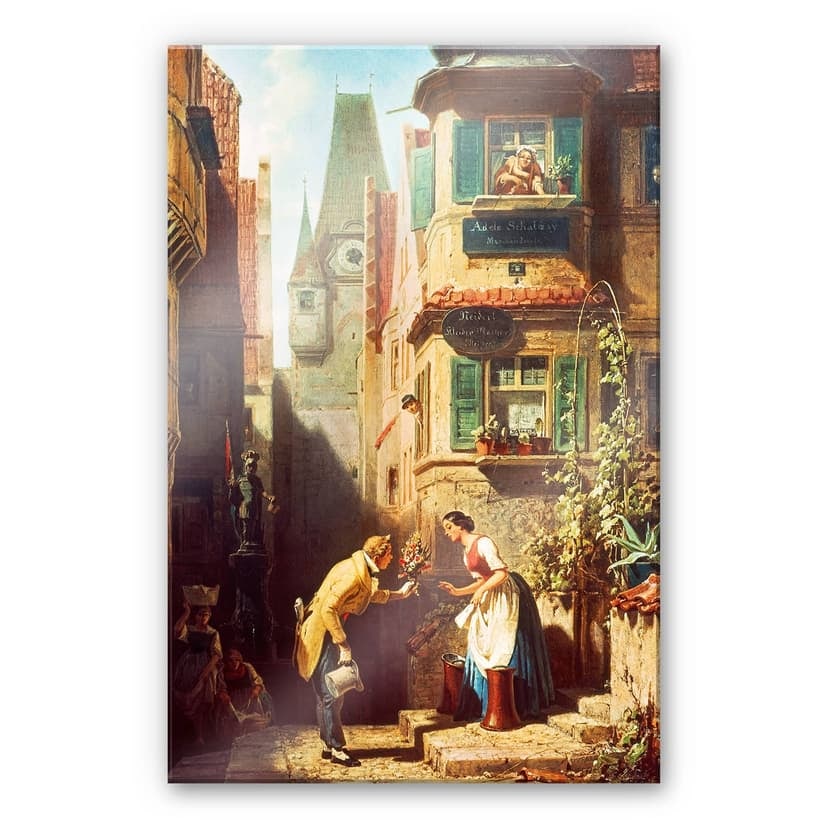 Stampa su vetro acrilico Spitzweg - L'eterno viaggiatore di nozze
