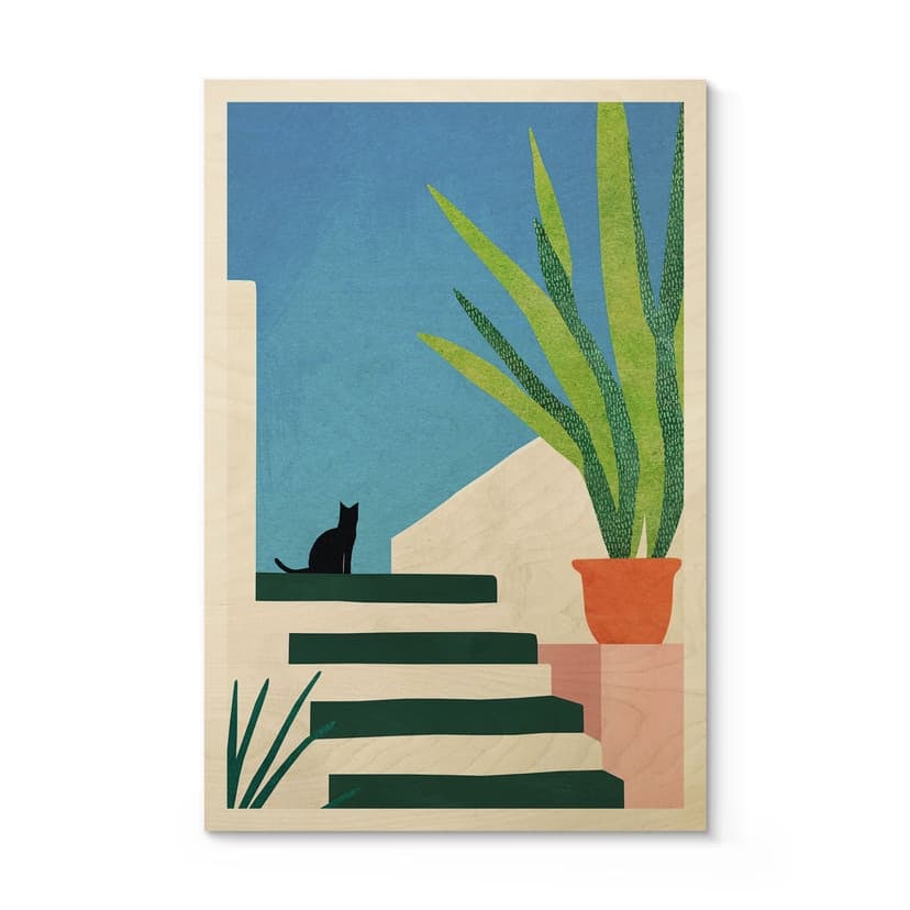 Stampa su legno Gatto nero in Grecia - Rivers