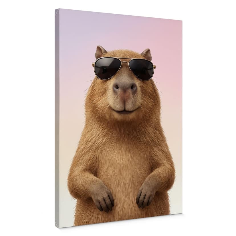 Stampe su tela con capibara e occhiali da sole