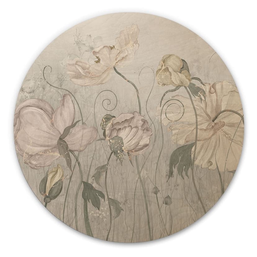 Fiori in legno in stile vintage in grigio - Ms Tiff - Rotondo