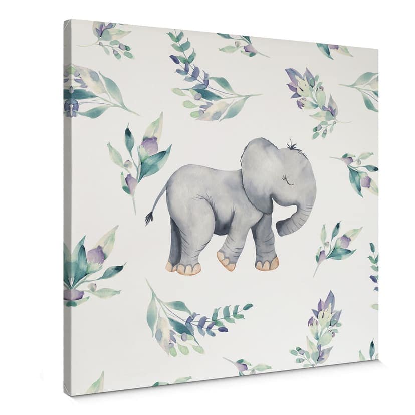 Stampa su tela Un simpatico elefantino tra rami boho - UN Designs