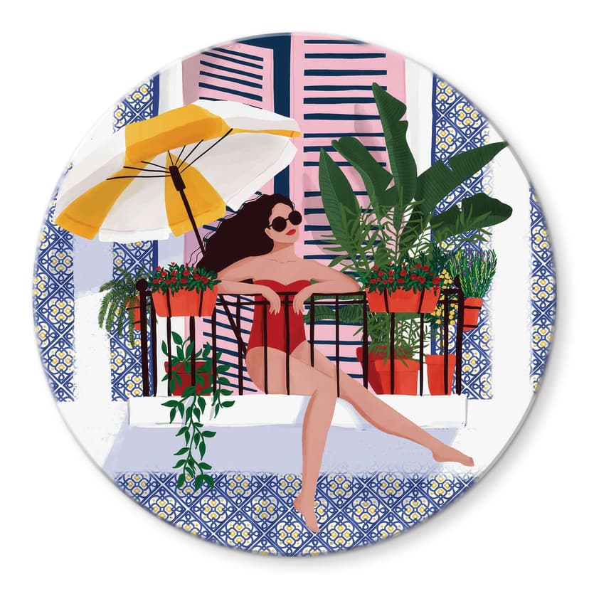 Stampa su vetro Vacanze sul balcone - Tomljanovic - Rotonda