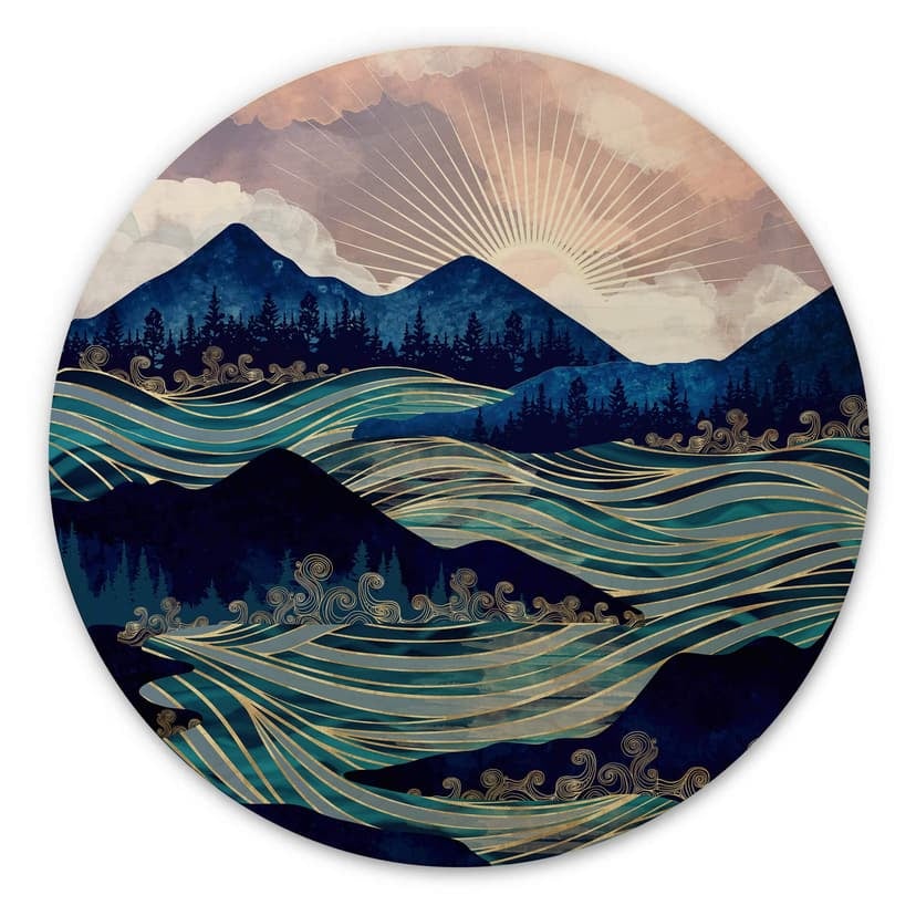 Stampa su legno di SpaceFrog Designs - Deriva del mare - Rotondo