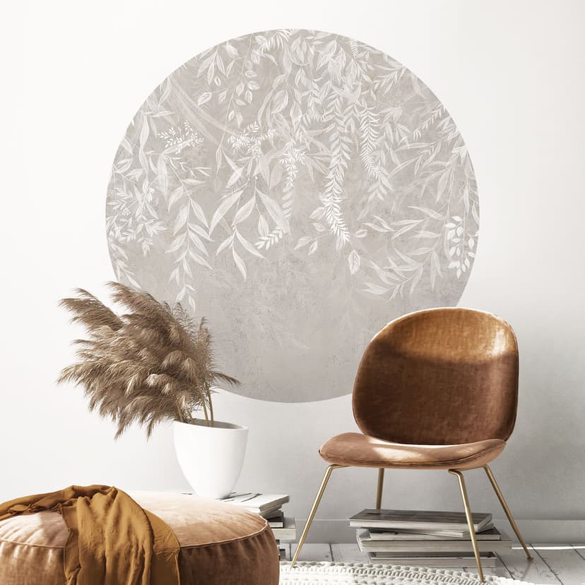 Adesivo murale Elegante ramo di salice in beige - Ms Tiff - Rotondo