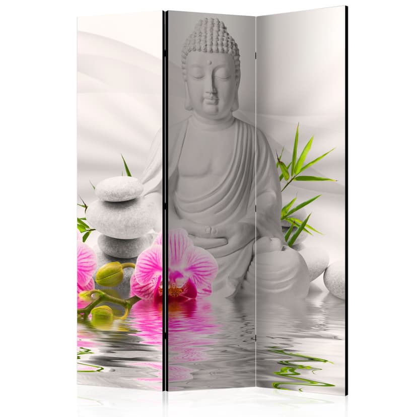 Schermo divisorio - Buddha nel giardino delle orchidee, 3 pezzi