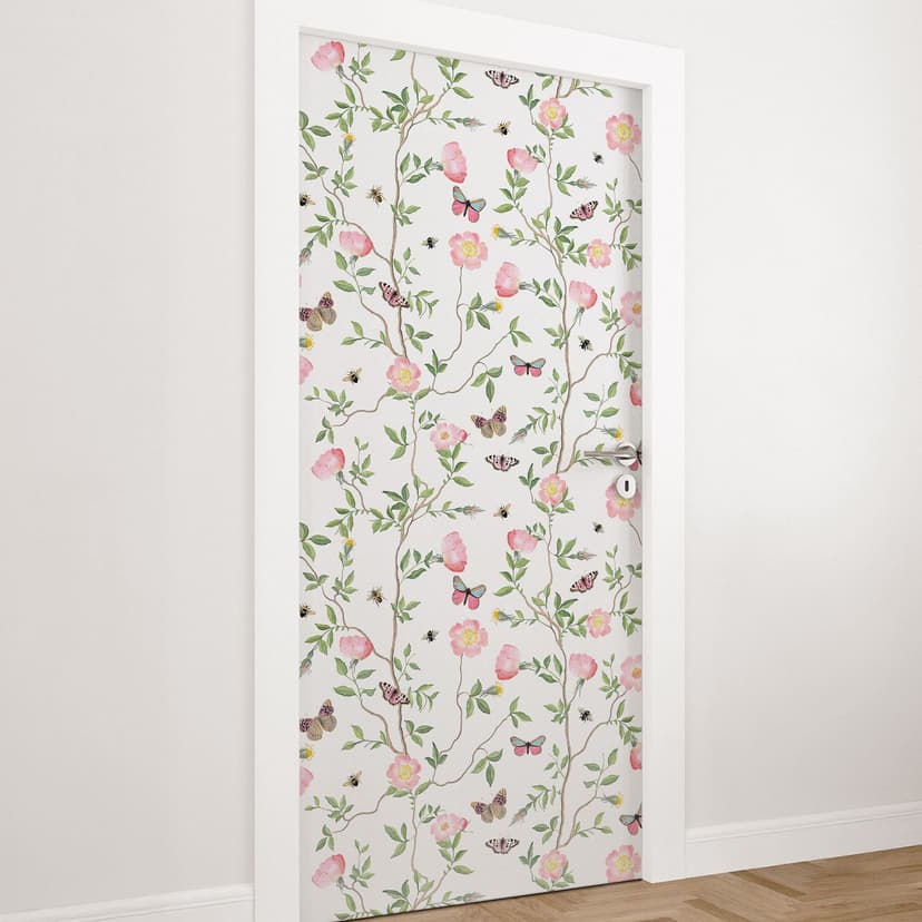 Rose di Natale rosa in primavera - UN Designs - Decorazione autoadesiva per porte
