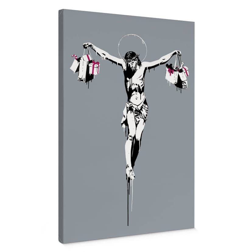 Stampe su tela di Banksy - Gesù Cristo con le borse della spesa