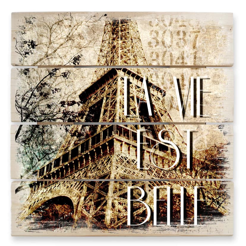 Stampa su legno - La vie est belle - vintage