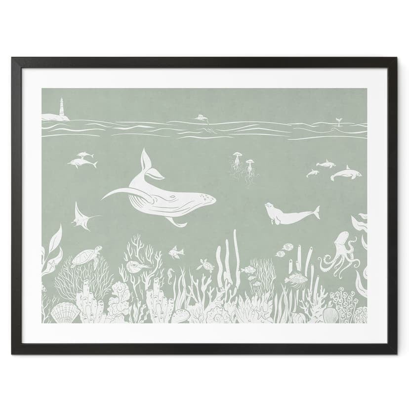 Poster Barriera corallina e animali marini - Un viaggio nel verde - Kikki Belle