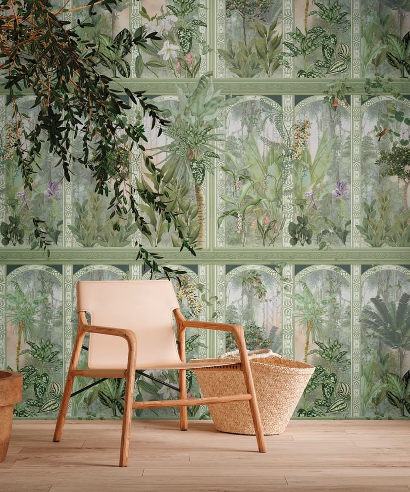 carta da parati jungle verde marrone - carta da parati in tessuto non tessuto botanica Livingwalls - opaca e liscia