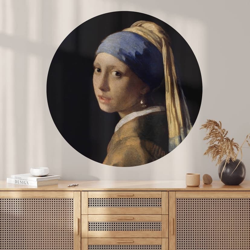 Adesivo tondo Vermeer - Ragazza con l'orecchino