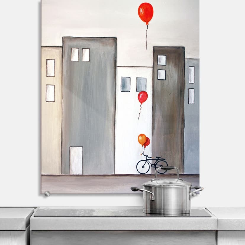 Pannello paraschizzi Melz - Il venditore di palloncini - verticale