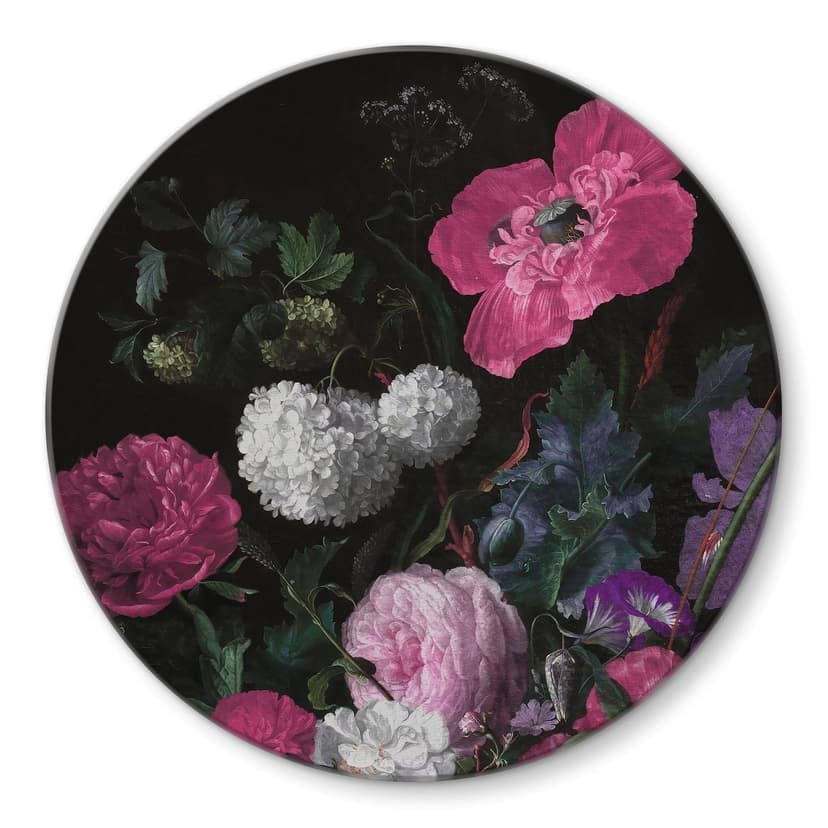 Stampa su vetro Bouquet floreale in stile mignon - Bloomery Decor - Rotondo