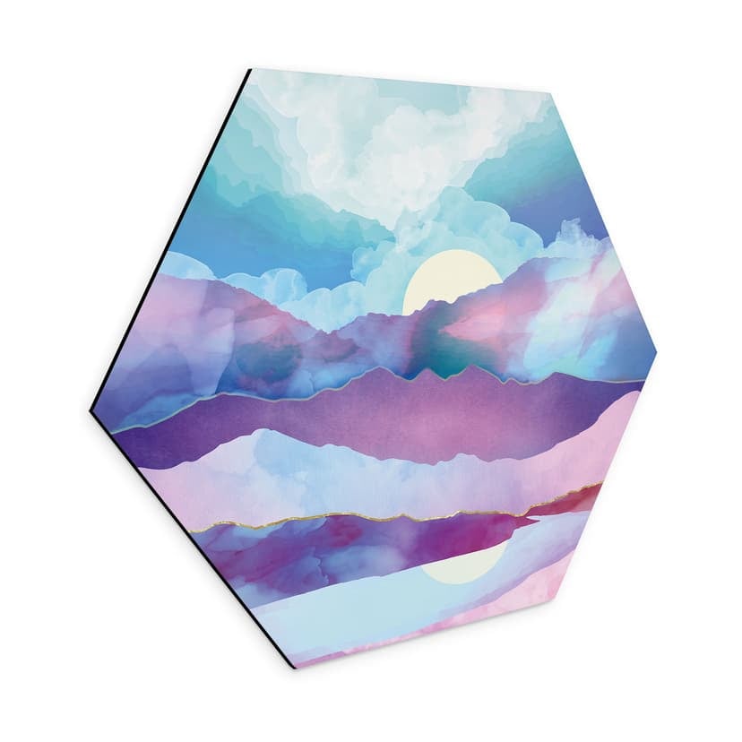 Esagono Alu-Dibond Abbagliante paesaggio montano - SpaceFrog Designs