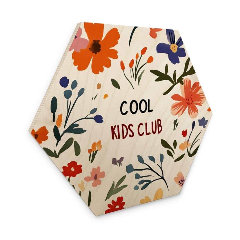 Stampa su legno esagonale Cool Kids Club Fiori colorati - Treechild